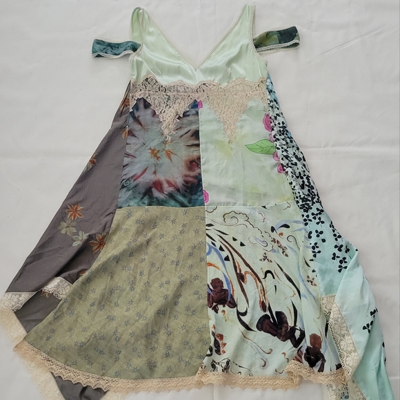 MARINE SERRE Silk Scarves Open Shoulder Flowy Midi Dress - Picture 6 of 16